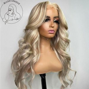 Ash Honey Blonde Lace Front Wig 13x4 Cheveux Synthétiques HD Transparent 613 Dentelle Frontale Colorée Perruques Pour Femmes Highlight Perruque Cosplay