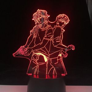 Ash Lynx y Eiji Okumura LED 3D Lámpara de anime Fish 3D LED 7 Colors Light Japanese Touch Remote Control Base Lamp298t