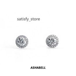 Ashabell Fashion Unisexe Moisanite S925 Boucles d'oreilles en diamant complètes et American Hip Hop Silver European Luxury Vintage 925 Silver 4mm