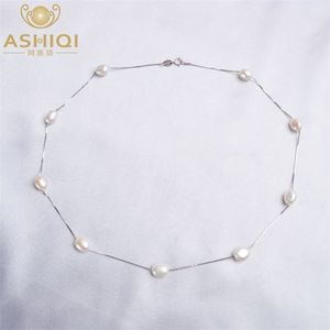 ASHIQI – collier de perles naturelles baroques pour femmes, avec chaîne en argent Sterling 925, 6-7mm, bijoux à la mode d'eau douce, 220214