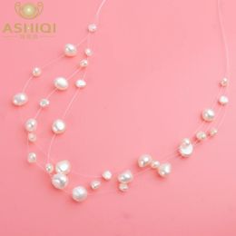 ASHIQI multicouche blanc naturel baroque perle collier ras du cou pour les femmes Style Simple fait à la main bricolage fête de mariage bijoux cadeau 240305