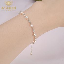 Ashiqi Bracelet de perles en eau douce naturelle 925 Bijoux de perles en argent sterling pour femmes 240319