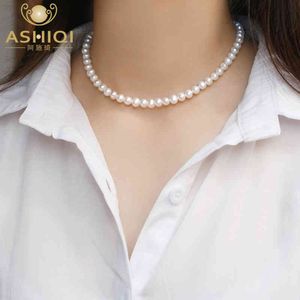 Ashiqi Natural Freshwater Pearl Chokers Ketting 925 Sterling Zilveren Sieraden voor Vrouwen 2021 Gift Mode