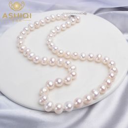 Collar de perlas naturales de agua dulce de ASHIQI, joyería redonda cerca para mujeres, regalos de boda, tendencia del año 220819