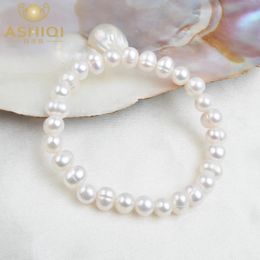 Ashiqi White Natural Freshwater Pearl Bracelet armband voor vrouwen sieraden cadeau 240423