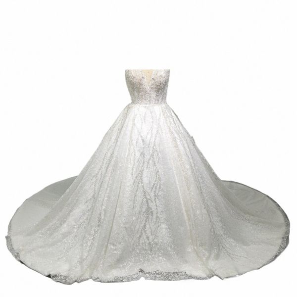 Ashley Carol Lg manches mariage Dr vraies photos 2023 perles brillantes à lacets décolleté Invisible robe de mariée robe de mariée 54Xb #