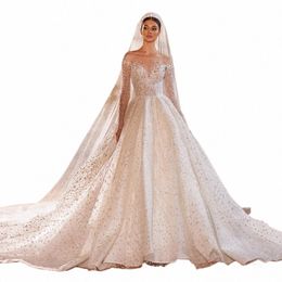 Ashley Carol Luxe Bruiloft Jurk Voor Vrouwen 2024 Bruid Lg Mouw Princ Fonkelende Kralen Bruids Dr Vestidos De Novia H6yH #