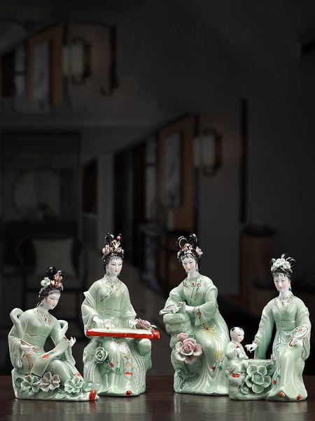 Ceniceros chinos Jingdezhen ic señoras decoración de cerámica hogar sala de estar escritorio escultura adornos Hotel librería figuritas artesanías x0627
