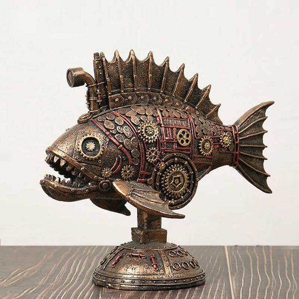 Ceniceros Decorativos Steampunk Figuras de ballenas Escultura de pescado Estatua vintage ic Colector americano Decoración del hogar Retro Rústico Regalo x0627