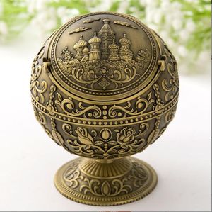 Cendriers rétro créatif mode métal artisanat boule Globe décoration avec couvercle cendrier décoration de la maison et du salon