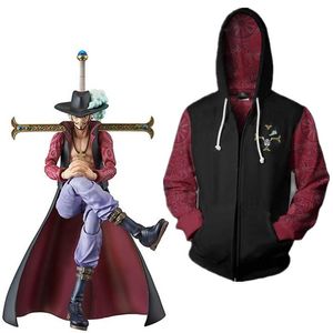 Aziatische Grootte Japan Anime Dracule Mihawk EEN STUK Unisex Cosplay Kostuum Halloween Rits Jas Hoodie Jas Uniform309K