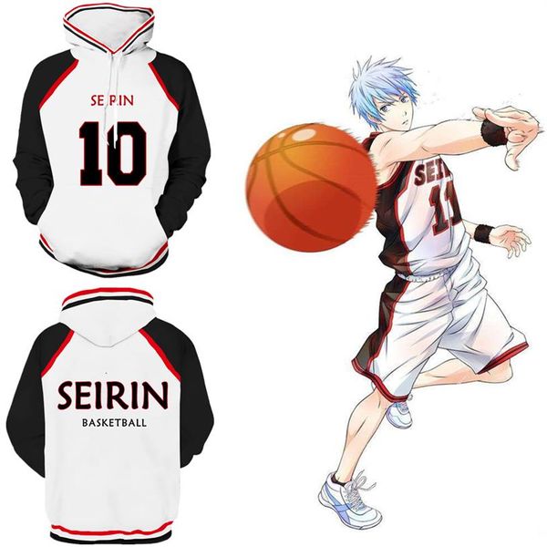 Taille asiatique Japon Anime Kuroko's Basketball Kuroko Tetsuya Halloween 3D Unisexe Cosplay Costume Baseball Manteau Veste Hoodie287N