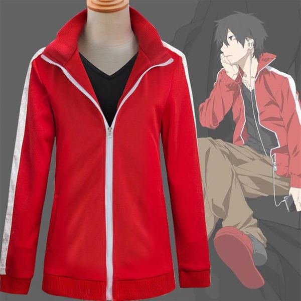 Taille asiatique Japon Anime Mekakucity Acteurs Kagerou Project Shintaro Cosplay Costume Rouge À Manches Longues Manteau À Capuche Jacket267l231g