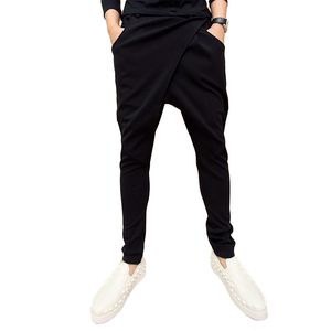 Tamaño asiático M-XXL 2018 Ropa de marca Pantalones Harem para hombres Bolsillo lateral Cordón Pantalones de chándal negros sólidos Homme