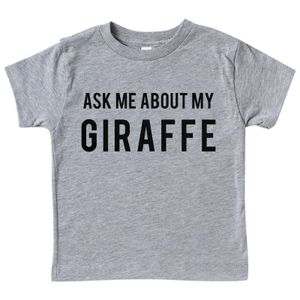 Vraag me naar mijn giraffe kindernieuwigheid grappige humor flip t shirt ronde nek korte mouwen t -shirt 3 tot 14 jaar klein shirt