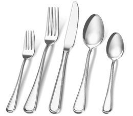 AskScici 40 stuks Zilverwerk ingesteld voor 8 roestvrijstalen flatware inclusief mesvork lepel Modern Desi 240318