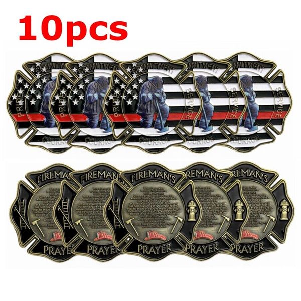 Asmile Firefighter Challenge Coin Gift Thin Red Line Maltese Cross Cross Fireman Pray