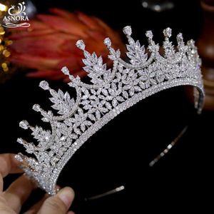 Asnora European and American Gorgeous Crystal Crowns Tiaras AAA Cubic Zirconia Bride Hoofdband Hoofddress Z0220