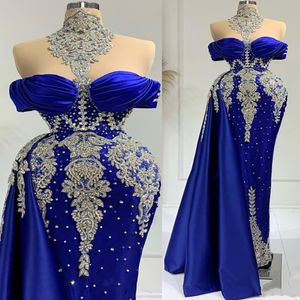 ASO 2022 Arabe Ebi Sheath Robes de bal luxueuses Crystals en dentelle Crystals Soirée formelle Deuxième réception Robes de fiançailles d'anniversaire Robe ZJ212