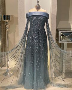 ASO 2023 Arabische EBI Luxe grijze grijze prom-jurken kralen pailletten a-lijn avond formeel feest tweede receptie verjaardag verlovingsjurken jurk zj404