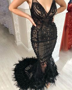 Aso ebi 2020 arabe noir luxueux sexy soirée en dentelle de lace en dentelle robes de bal inébranlables deuxième robes de réception zj356