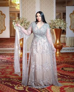 Aso Ebi 2020 arabe dentelle perlée robes de soirée vintage manches longues robes de bal col transparent fête formelle deuxième réception robes ZJ266