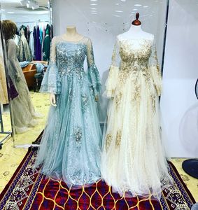 Aso Ebi 2020 Arabisch Vintage Lace Sexy Evening Sheer Neck Prom Dresses goedkoop formeel feest tweede receptie jurken ZJ256