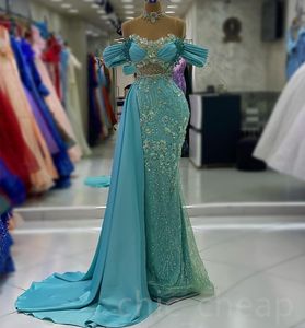 Aso Ebi Luxurious Sirène Prom Dress Crystals Crystals Crystals Soirée Fête formelle Deuxième réception Anniversaire Bridesmaid Engagement Robes robes Robe de Soiree ZJ687 407