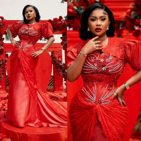 Aso Ebi Robe de bal grande taille longue robe de soirée élégante avec vestes robe de soirée sirène appliquée en dentelle perlée robe de fête d'anniversaire pour occasions spéciales NL564