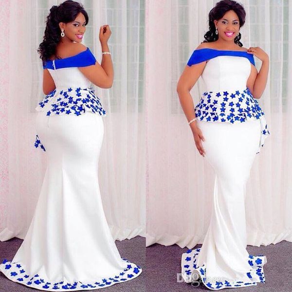 ASO Ebi Styles Robes formelles du soir sirène avec Peplum 2019 OFF HAVER LACE Floral African Nigérian Occasion Prom Prom Party Gown 267C