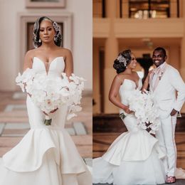 Aso Ebi robes de mariée pour femmes 2022 mariée sirène robes de mariée chérie Satin élégant vestidos de novia