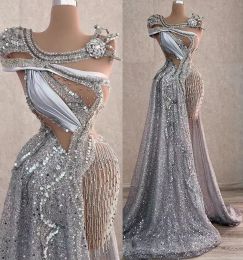 Aso Nieuw Arabisch Ebi Sparkly Sier Luxueuze prom jurken Garnes kristallen avond formeel feest tweede receptie verjaardag verlovingsjurken jurk BC18444