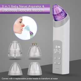 Aspiradores# 2 en 1 Baby Nasal Aspirator Blackhead Remover al vacío Nariz Electric Suction Cleaner con pantalla LED, luces flash + música