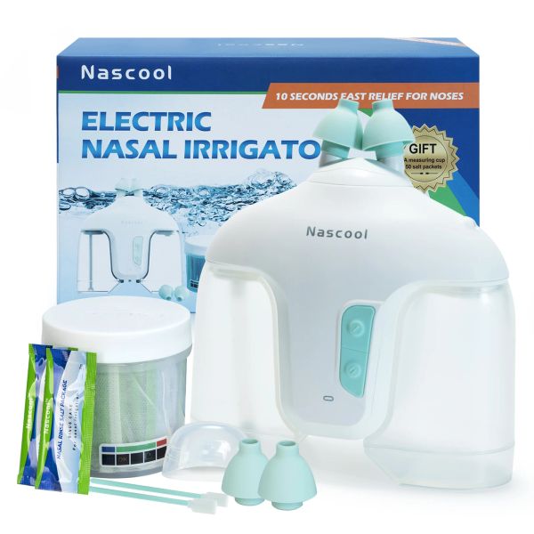 Aspirateurs # Nascool Electric Nasal Irrigation System avec 50 Saltpods Aspirat Irrigator Nose Washers Sinus Rinse Device Nettoyer Machine