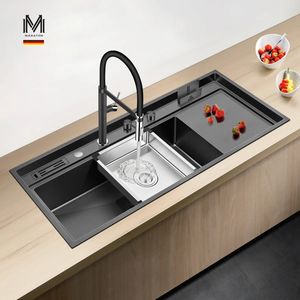 ASRAS-11850NK nano grand évier de cuisine avec robinet 304 Ensemble long en acier inoxydable