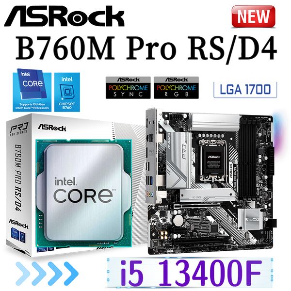 Carte mère ASRock B760M Pro RS/D4 Intel Core i5 13400F LGA 1700 ensemble de processeurs DDR4 5333 MHz RAM USB 3.2 PCIe 4.0 M.2 carte mère nouveau