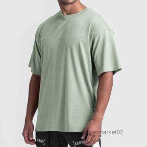 Asrves T-shirt de luxe polyvalent de haute qualité pour hommes T-shirt d'été de marque de mode en vrac grand col rond à manches courtes pour hommes couleur unie séchage rapide chemise à fond fendu