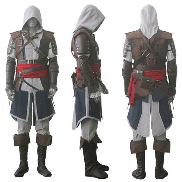 Assassin's Creed IV 4 drapeau noir Edward Kenway Costume de Cosplay ensemble complet sur mesure Express 2815