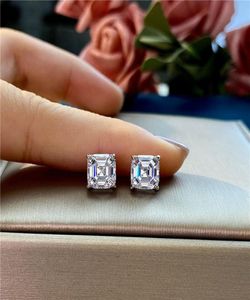 Asscher Cut 15ct Lab Diamond Stud Earring 100 Real 925 Sterling Silver Sieraden Betrokkenheid Weddingoorbellen voor vrouwen Bridal3694286