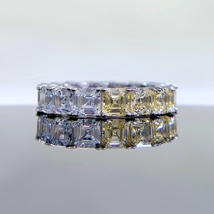 Asscher coupe topaze diamant bague 100% réel 925 en argent sterling fête alliance anneaux pour femmes hommes fiançailles bijoux cadeau