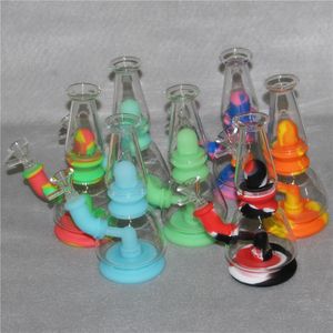 Assembler des narguilés de qualité alimentaire Silicone Tuyaux d'eau Pommeau de douche Percolateur Bongs avec bol 4mm Quartz Banger Verre Dab Rigs