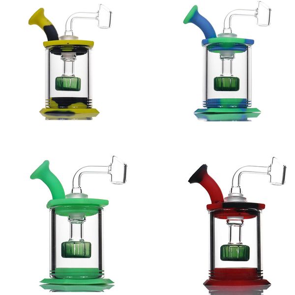 Ensamble las cachimbas de silicona Bong Percolador de cabezal de ducha Fácil limpieza Dab Rigs con mini tubería de agua de cuarzo de 4 mm