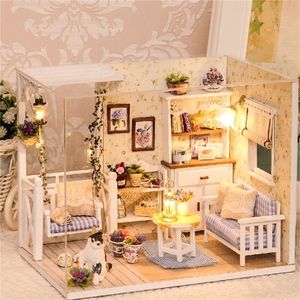 Assemble Wooden Miniaturas with Furniture DIY Miniature House Dollhouse Toys for Children Christmas and Birthday h014 201217