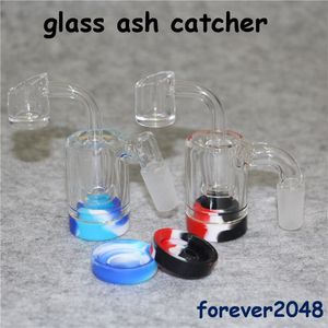 Montage Asvanger Glas Ashcatcher 14 mm met Silicone Container Quartz Banger of Bowl Fit voor Glass Bong Water Pipe