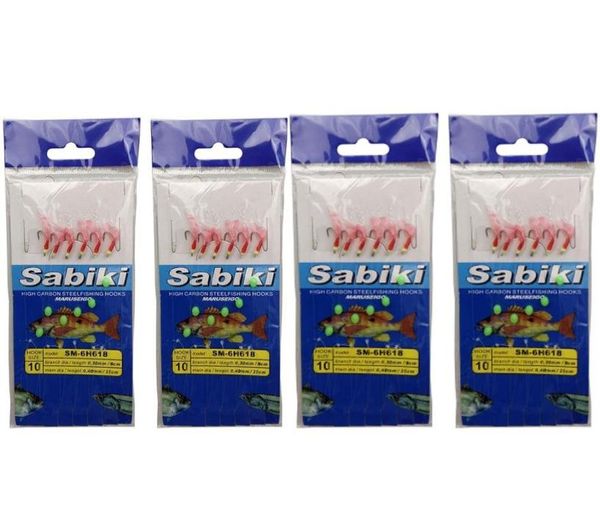 Assortiment de 10 paquets d'eau douce et d'eau salée Sabiki Rigs Glow Sabiki Bait Rigs Rigged Feathers Hooks avec roulement à billes pivotant Interl1104528