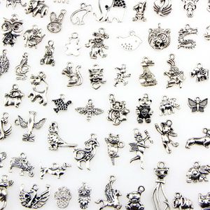 Diverse 100 Ontwerpen Animal Charms Kat Varken Beer Vogel Slang Paard Hond Eekhoorn Zwaan Ox Hangers Voor DIY Ketting armband Jewelr1907