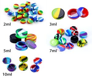 Diverse kleuren ronde siliconen wax dab containers non stick wax olie multi gebruik opslagpotten 2 ml 3 ml 5 ml 7 ml 10 ml dab rietje concentr3927320