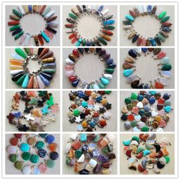 Assortiment de pierres naturelles en forme de cœur, étoile, lune, goutte d'eau, breloques, pointe, chakra, agate, pendentifs en pierre pour collier, boucles d'oreilles, fabrication de bijoux