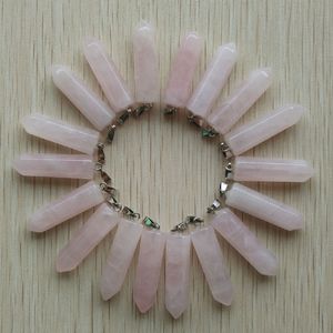 Assorted Natural Stone pink Quartz Pendants Point Charms hexagonal pillar pendant For DIY Jewelry Making Gemstones