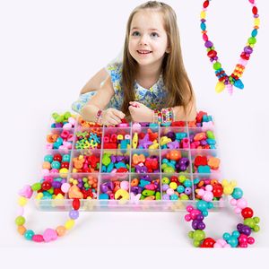 Assortiment de perles en plastique acrylique Kit Accessoires BRICOLAGE Bracelects Jouets Fabrication de bijoux Enfants Perles Ensemble Cadeaux créatifs pour enfants